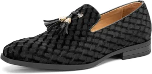 JITAI Men's Slip On Dress Casual Loafers with Tassel and Penny, Perfect for Weddings and Disco Nights, Fashionable Tuxedo Shoes with Comfortable Rubber Sole.