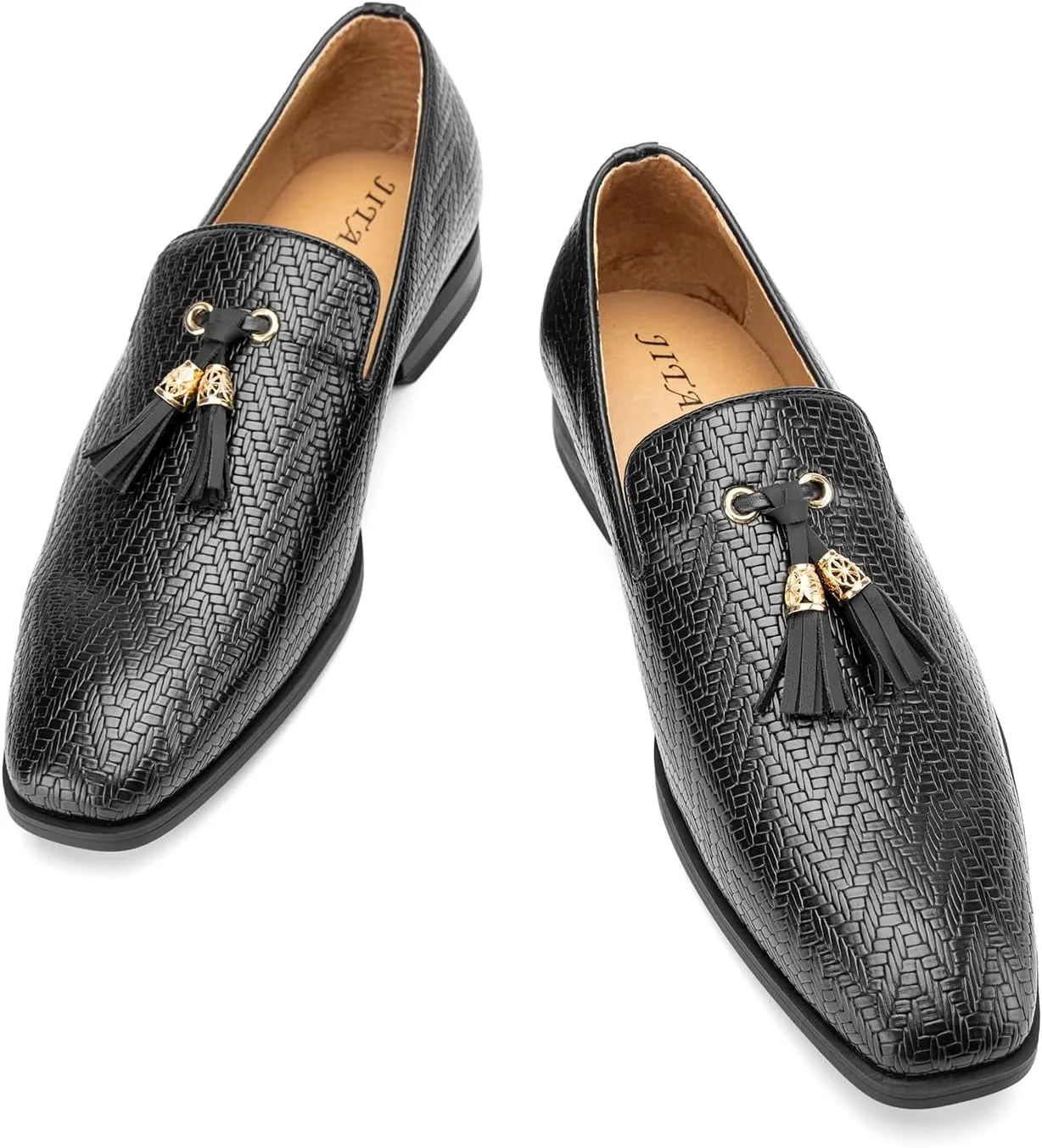 JITAI Men's Slip On Dress Casual Loafers with Tassel and Penny, Perfect for Weddings and Disco Nights, Fashionable Tuxedo Shoes with Comfortable Rubber Sole.