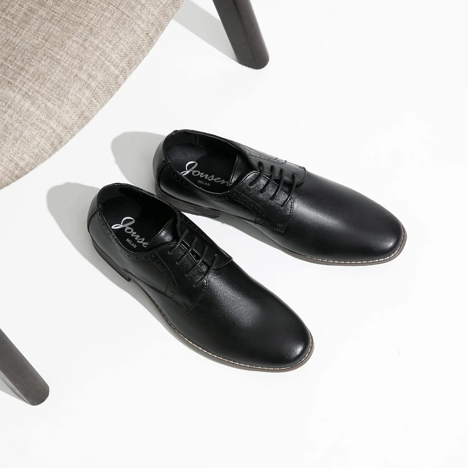 Jousen Men's Oxford Plain Toe Dress Shoes Classic Formal Derby Shoes