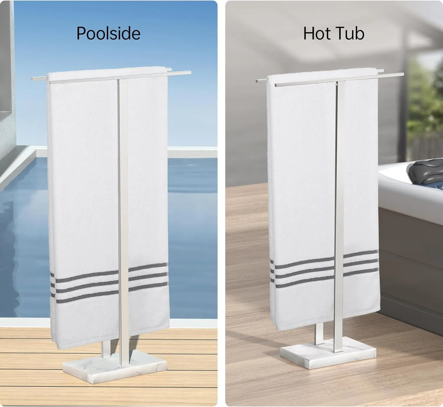 KES Standing Towel Rack Taller Version, 37" H (Equal Height) Bathroom Towel Rack Stand with Marble Base, Free Standing Towel Holder Stand, SUS304 Stainless Steel Brushed Finish, BTH229-2