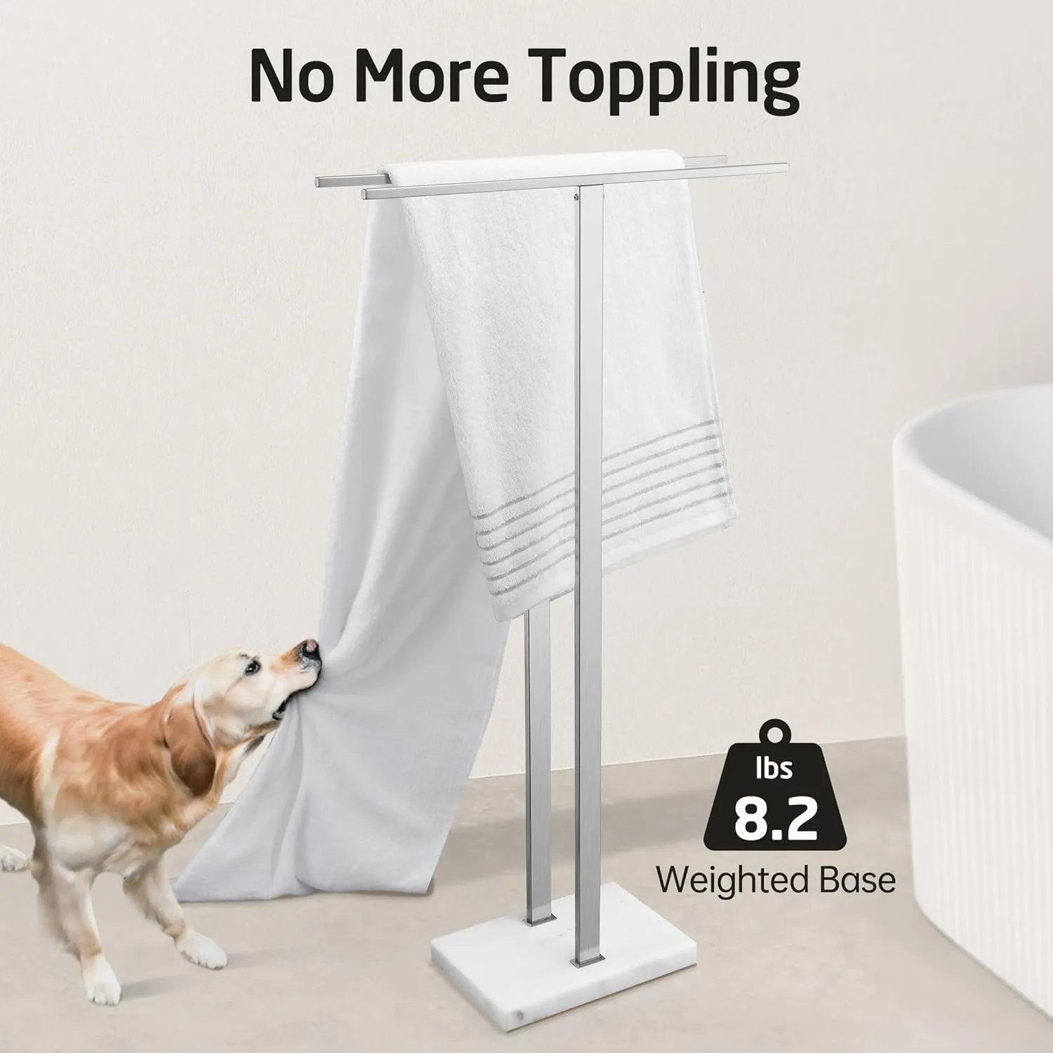 KES Standing Towel Rack Taller Version, 37" H (Equal Height) Bathroom Towel Rack Stand with Marble Base, Free Standing Towel Holder Stand, SUS304 Stainless Steel Brushed Finish, BTH229-2