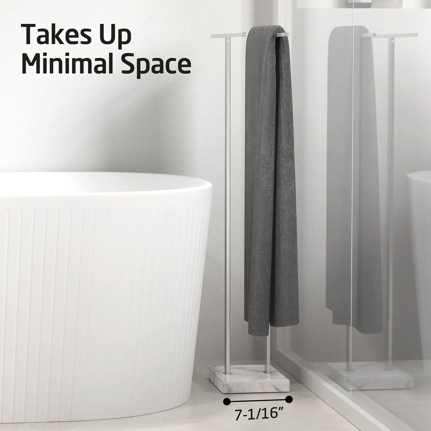 KES Standing Towel Rack Taller Version, 37" H (Equal Height) Bathroom Towel Rack Stand with Marble Base, Free Standing Towel Holder Stand, SUS304 Stainless Steel Brushed Finish, BTH229-2
