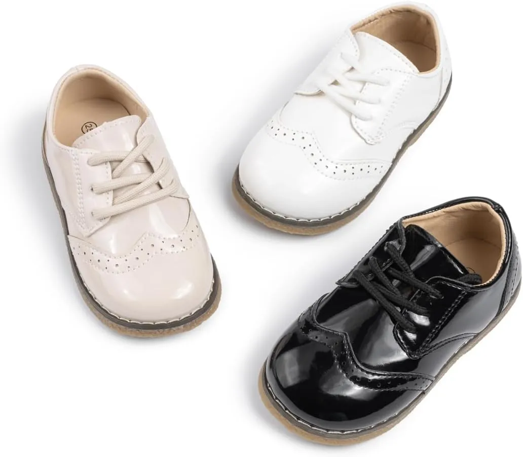 KIDSUN Toddler Boy’s Girl’s Dress Shoes Comfort Lace-Up Oxford School Uniform Shoes Loafer Flats (Toddler/Little Kid) E-Black