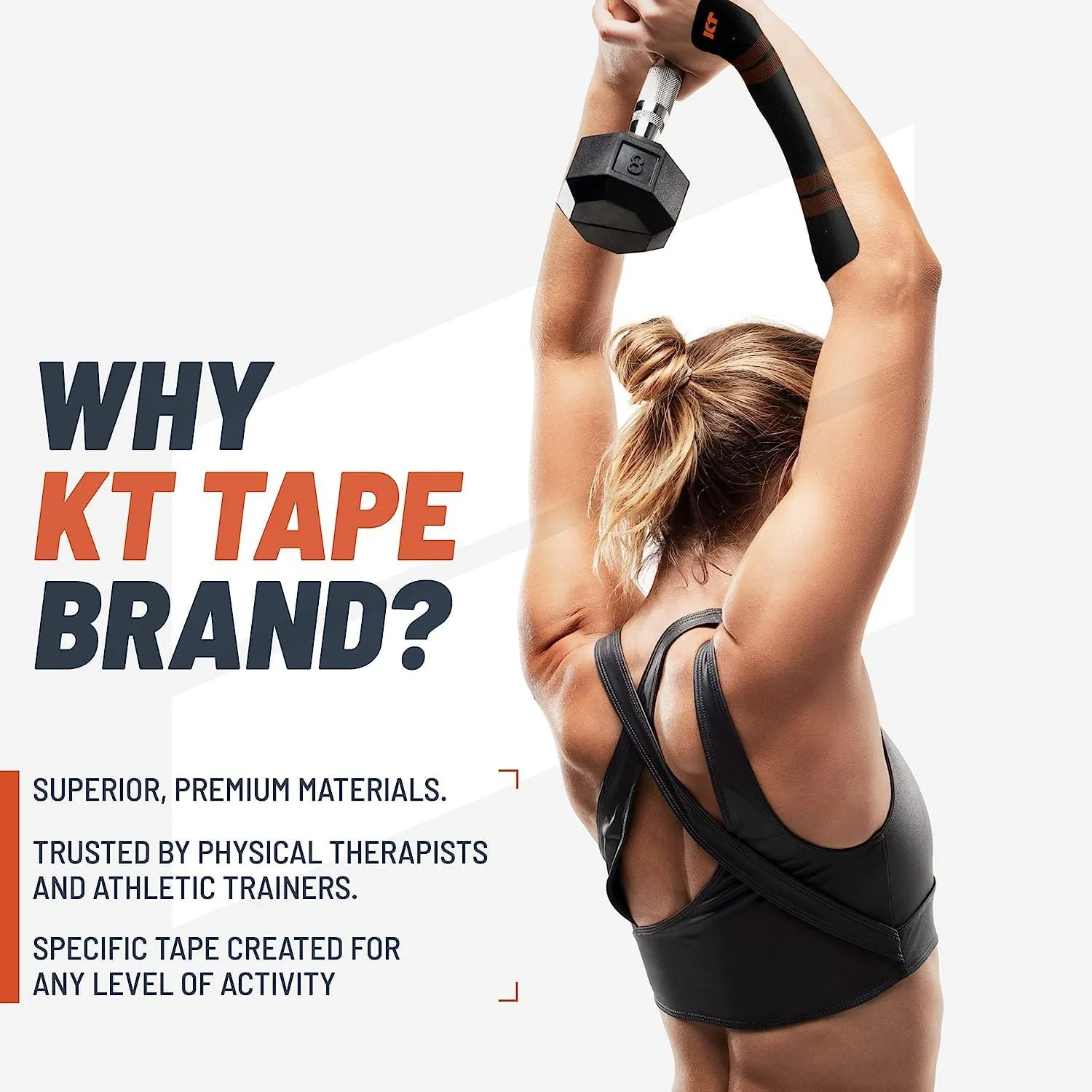 KT Tape, Pro Synthetic Kinesiology Athletic Tape, 150 Count, 10” Precut Strips