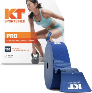 KT Tape, Pro Synthetic Kinesiology Athletic Tape, 150 Count, 10” Precut Strips