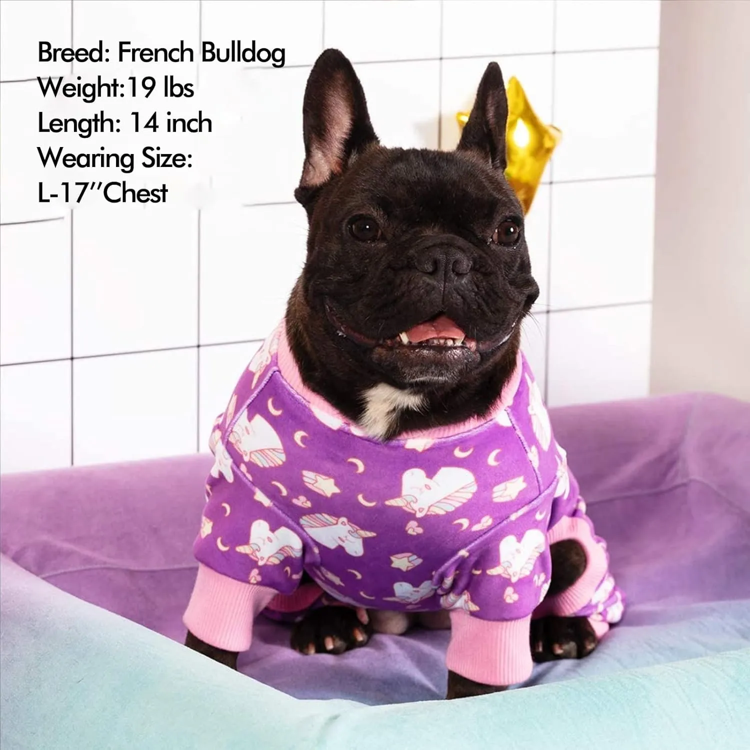 KYEESE Dog Pajamas Velvet Dog Pajamas Small Sized Dogs Soft Dogs Clothes Pjs with Unicorn Pattern Stretchy Pet Jammies Coat Comfy Pet Onesie Costume, X-Large