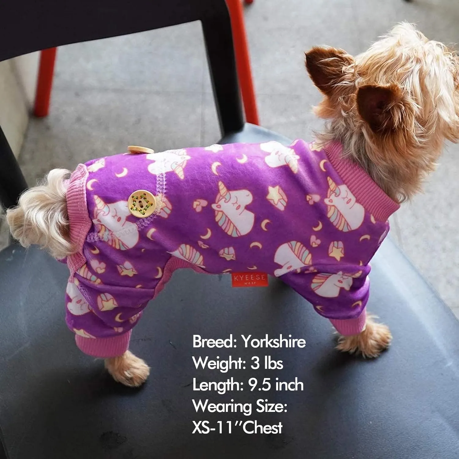 KYEESE Dog Pajamas Velvet Dog Pajamas Small Sized Dogs Soft Dogs Clothes Pjs with Unicorn Pattern Stretchy Pet Jammies Coat Comfy Pet Onesie Costume, X-Large
