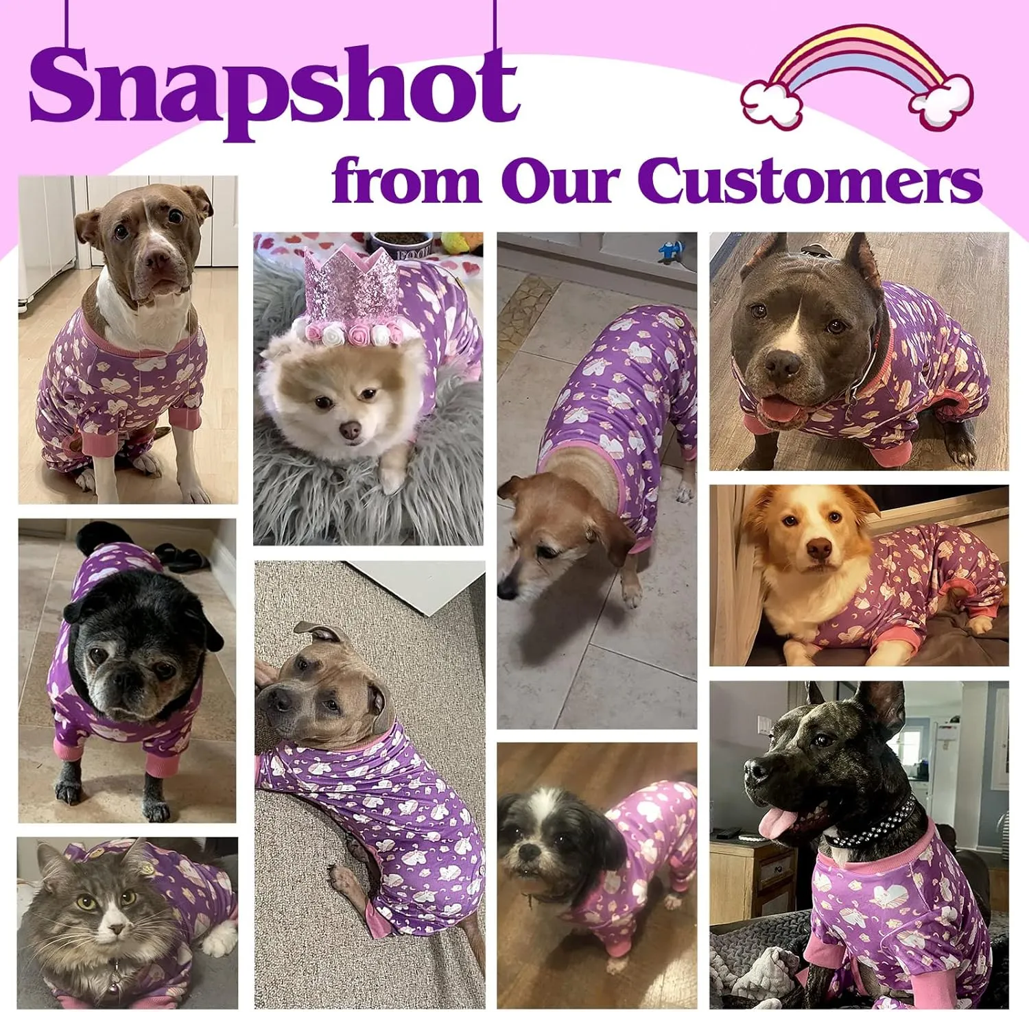 KYEESE Dog Pajamas Velvet Dog Pajamas Small Sized Dogs Soft Dogs Clothes Pjs with Unicorn Pattern Stretchy Pet Jammies Coat Comfy Pet Onesie Costume, X-Large