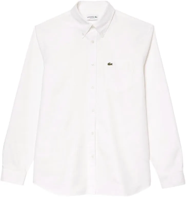Lacoste Mens Long Sleeve Regular Fit Button Down Solid Oxford Shirt