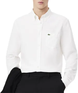 Lacoste Mens Long Sleeve Regular Fit Button Down Solid Oxford Shirt