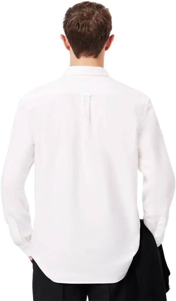 Lacoste Mens Long Sleeve Regular Fit Button Down Solid Oxford Shirt