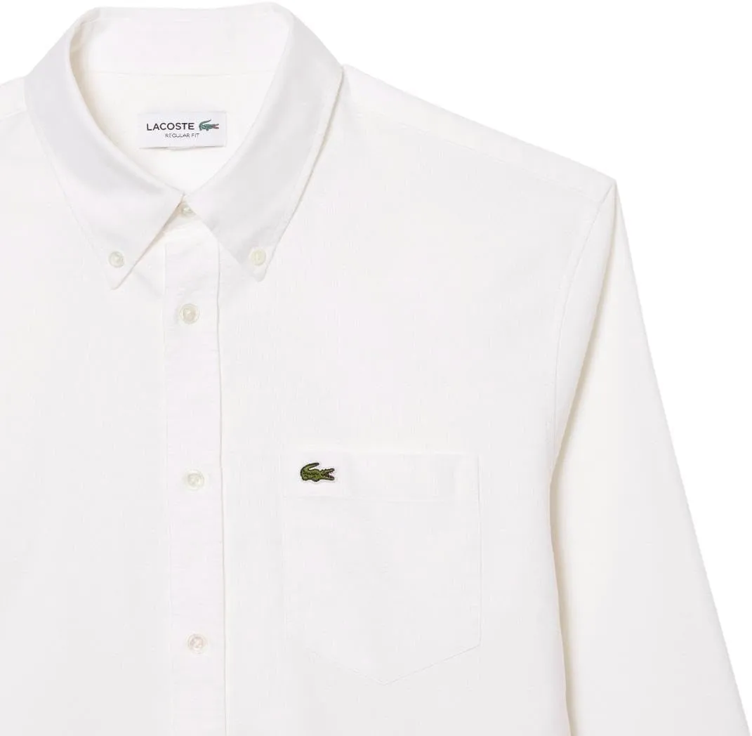 Lacoste Mens Long Sleeve Regular Fit Button Down Solid Oxford Shirt