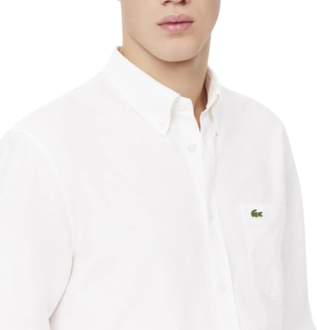 Lacoste Mens Long Sleeve Regular Fit Button Down Solid Oxford Shirt