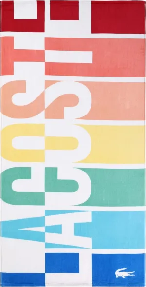 Lacoste Rainbow Logo 100% Cotton Large Beach Towel, Ultra-Absorbent & Fast-Drying, Machine Washable, 36" W x 72" L