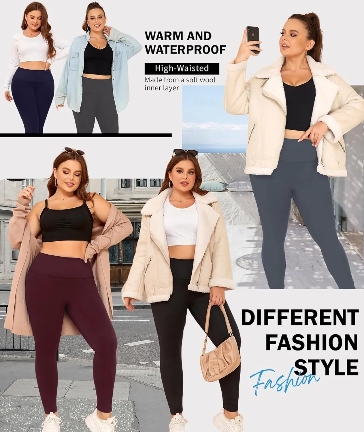 LALAGEN Womens Plus Size Fleece Lined Leggings Water Resistant Thermal Winter Warm High Waisted Workout Pants with Pockets