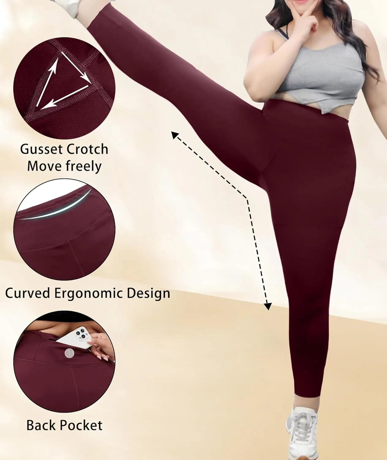 LALAGEN Womens Plus Size Fleece Lined Leggings Water Resistant Thermal Winter Warm High Waisted Workout Pants with Pockets