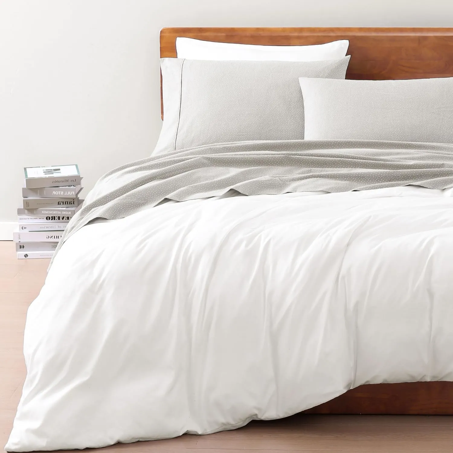 LANE LINEN 100% Organic Cotton Sheets King Size, Low Pilling Fade Resistant Machine Washable Naturally Cooling King Bedding Set, Soft & Comfy Sustainably Produced Cotton Sheets - Snowdrop