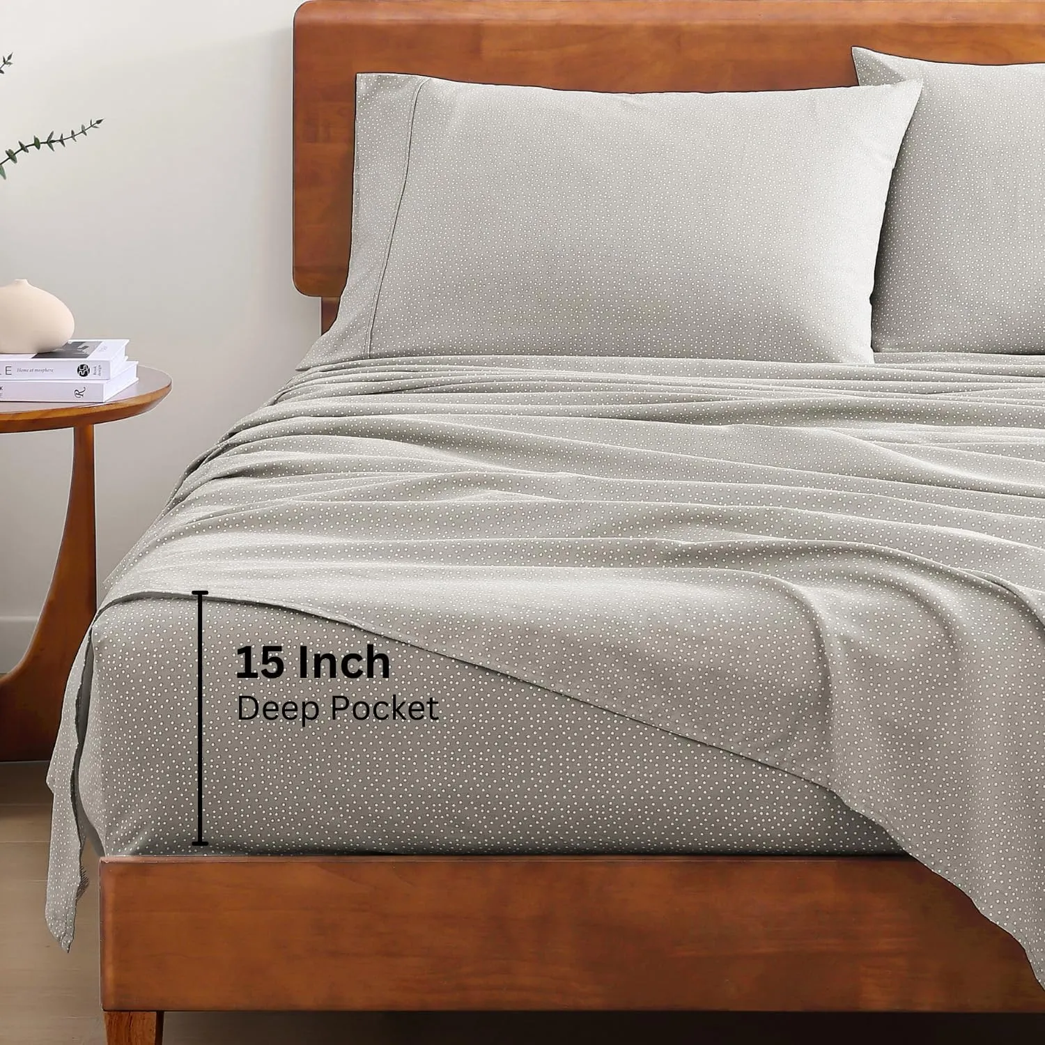 LANE LINEN 100% Organic Cotton Sheets King Size, Low Pilling Fade Resistant Machine Washable Naturally Cooling King Bedding Set, Soft & Comfy Sustainably Produced Cotton Sheets - Snowdrop