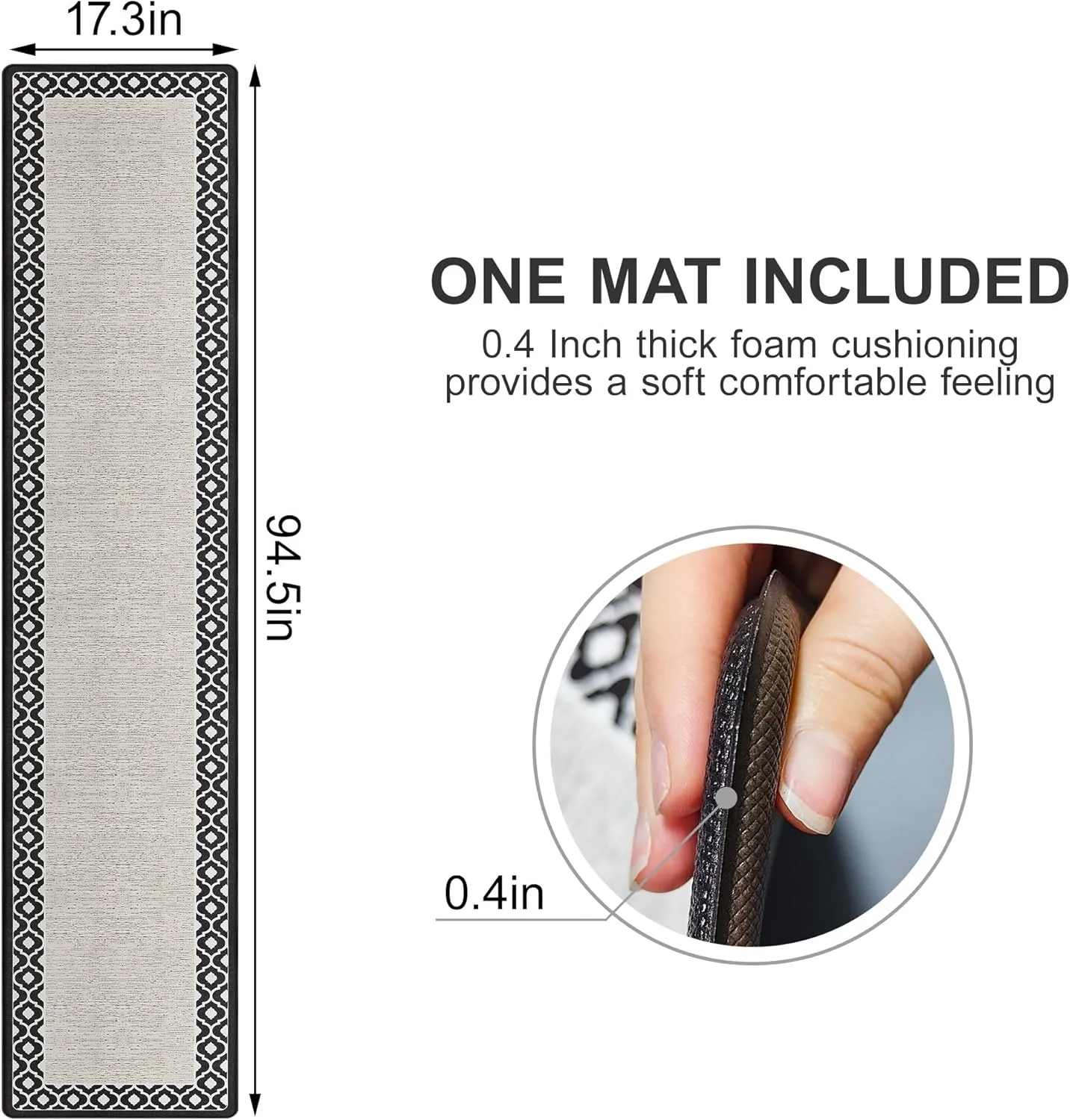 Large Kitchen Padded Mats Long 17.394.5inch Non Slip Washable Laundry Office Sink