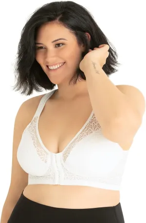 LEADING LADY, The Lora, Wireless Bra, Seamless Flat Back, Front-Closure, Lace Overlay, Lightly Padded Cups, Side Smoothing