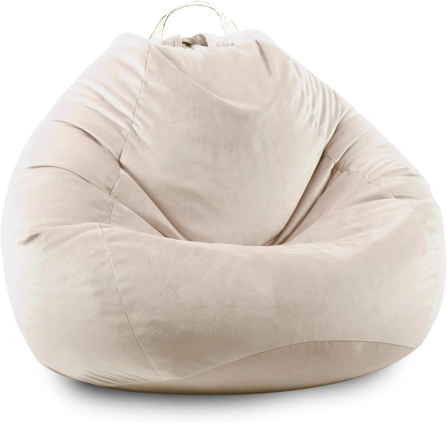 LPMOERA Stuffed Animal Storage Bean Bag Chair Cover (No Filler) Zipper Soft Fuzzy Fluffy Stuffable Bean Bag Cover for Organizing Children Plush Toys or Memory Beige Small