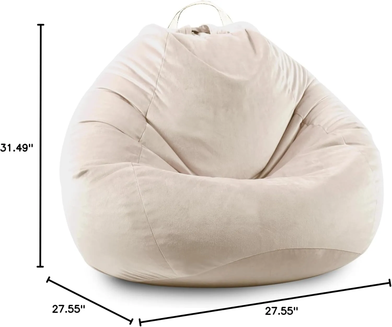 LPMOERA Stuffed Animal Storage Bean Bag Chair Cover (No Filler) Zipper Soft Fuzzy Fluffy Stuffable Bean Bag Cover for Organizing Children Plush Toys or Memory Beige Small