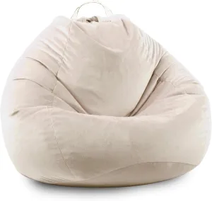 LPMOERA Stuffed Animal Storage Bean Bag Chair Cover (No Filler) Zipper Soft Fuzzy Fluffy Stuffable Bean Bag Cover for Organizing Children Plush Toys or Memory Beige Small