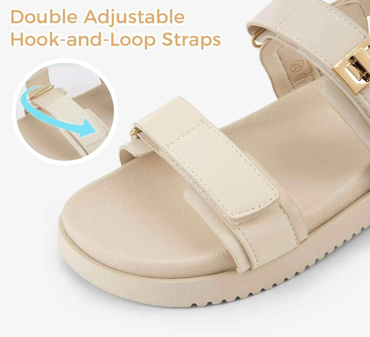 LUCKY STEP Women's Flat Sandals Casual Open Toe Beach Sandals Adjustable Double Strap Summer Sandals