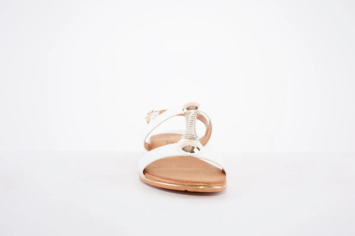 LUNAR- JLH276 RENOIR-FLAT FASHION SANDAL - WHITE
