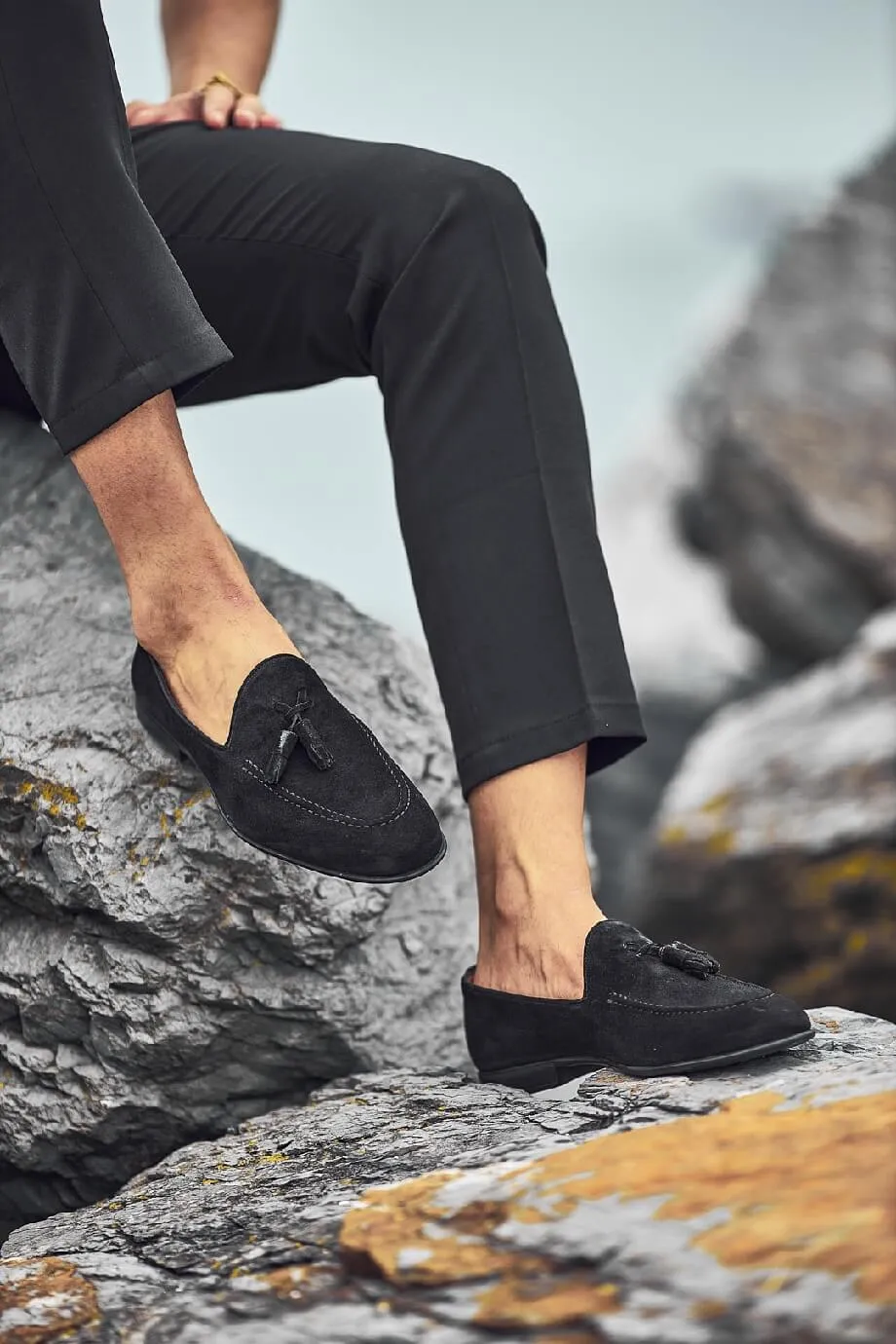 Lux Black Suede Tassel Loafers