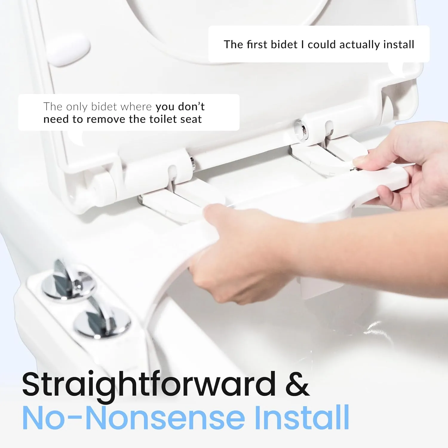 LUXE Bidet NEO 120 Plus - Patented Bidet Attachment for Toilet Seat, Innovative Hinges to Clean, Slide-in Easy Install, Advanced 360° Self-Clean, Single Nozzle, Rear Wash (Gold)