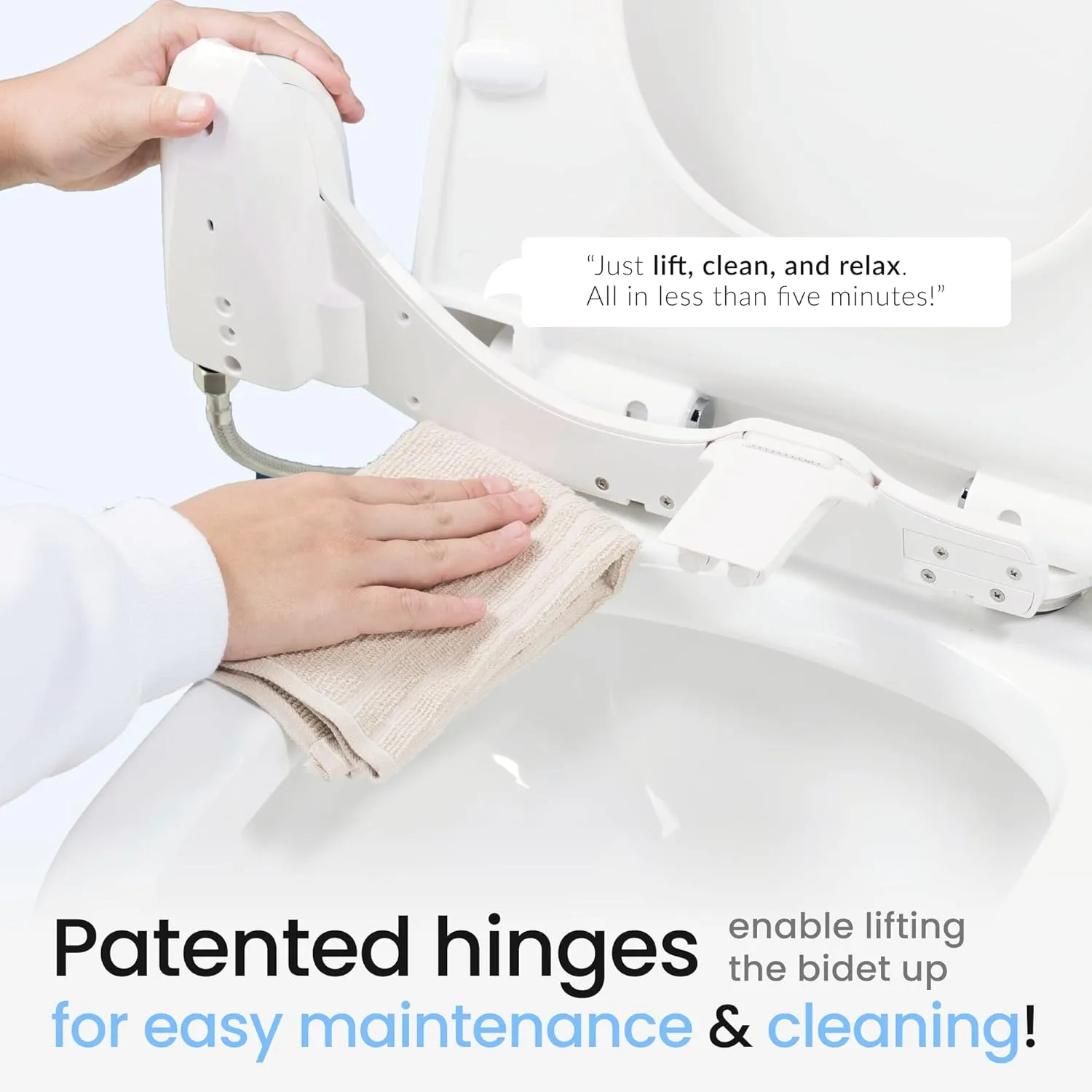 LUXE Bidet NEO 120 Plus - Patented Bidet Attachment for Toilet Seat, Innovative Hinges to Clean, Slide-in Easy Install, Advanced 360° Self-Clean, Single Nozzle, Rear Wash (Gold)