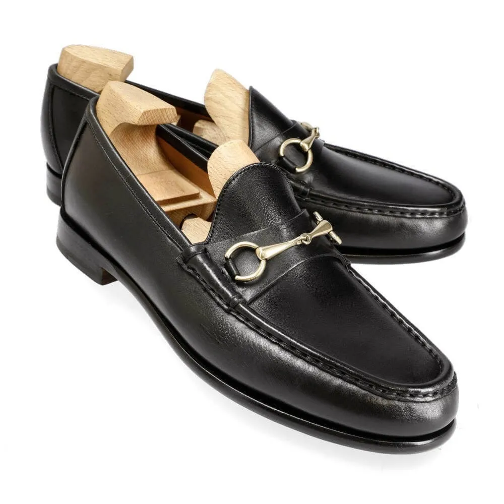 Luxury Horsebit Leather Loafers in Black