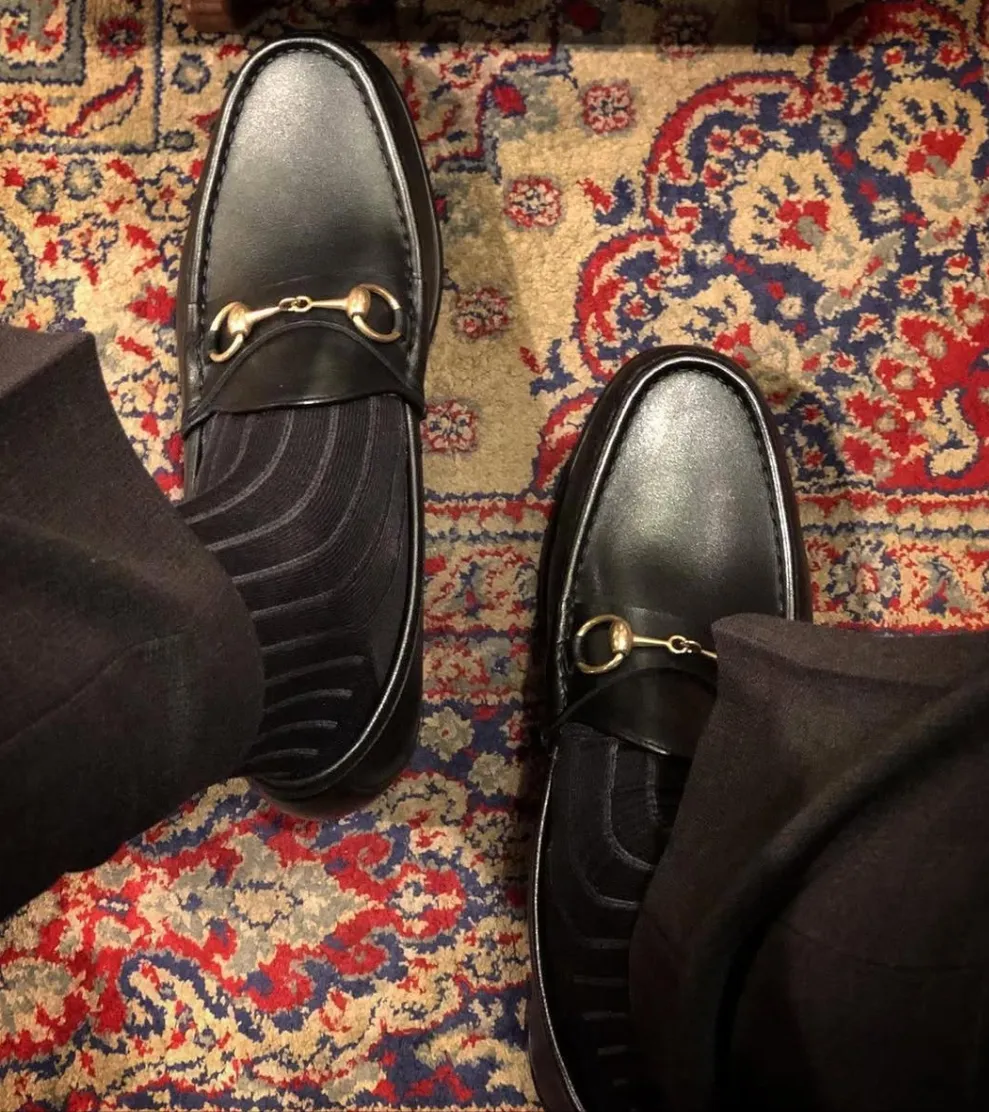 Luxury Horsebit Leather Loafers in Black
