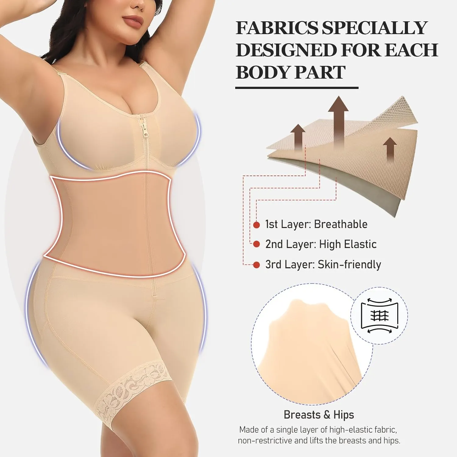 M MYODRESS Fajas Colombianas Moldeadora Tummy Control Faja Body Shaper Post Surgery Compression Garment Butt Lifter Shapewear