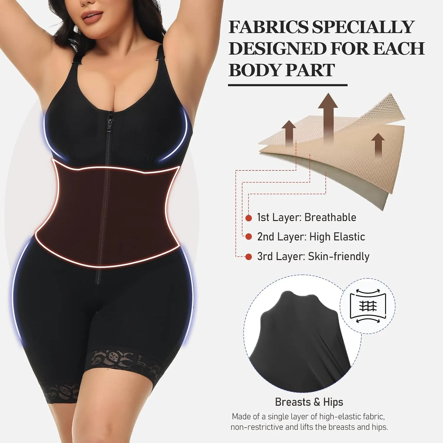 M MYODRESS Fajas Colombianas Moldeadora Tummy Control Faja Body Shaper Post Surgery Compression Garment Butt Lifter Shapewear
