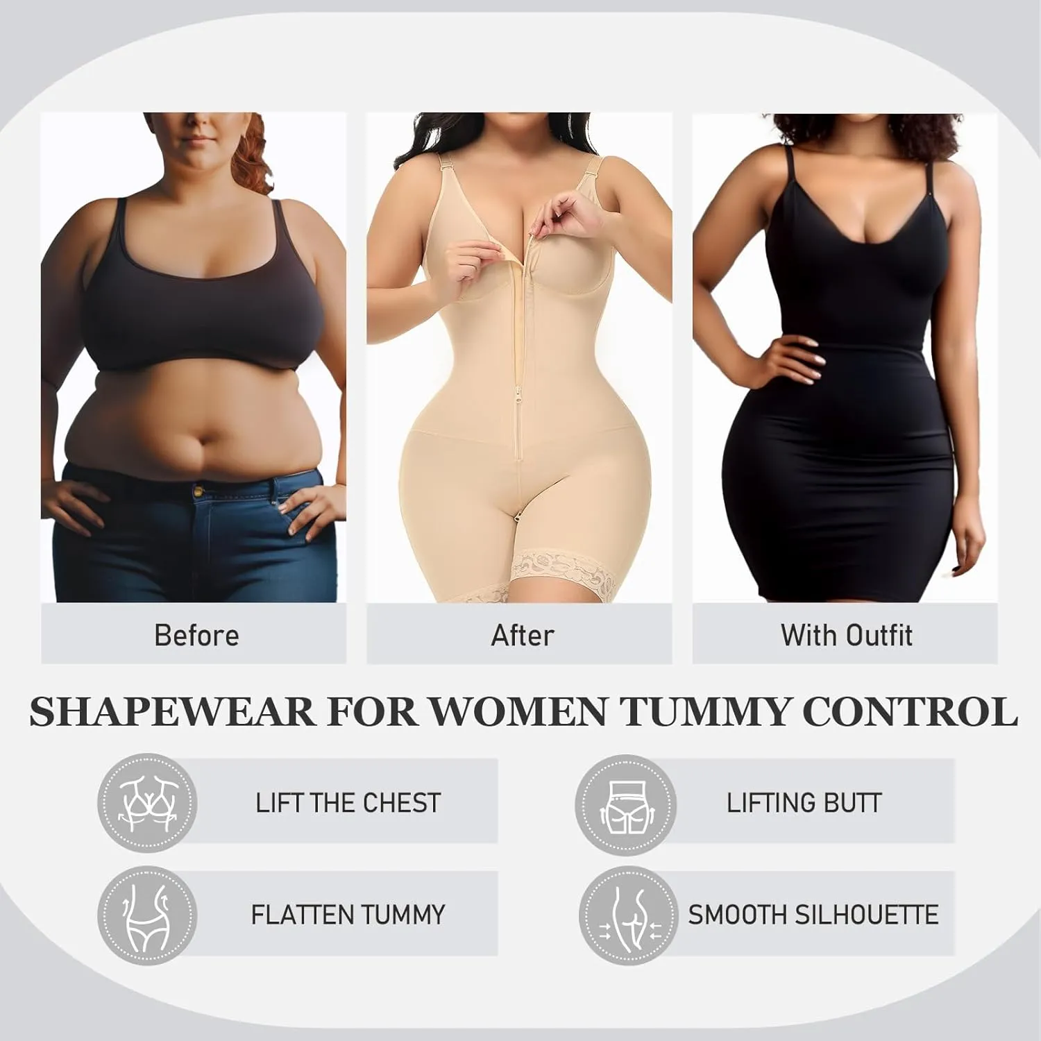 M MYODRESS Fajas Colombianas Moldeadora Tummy Control Faja Body Shaper Post Surgery Compression Garment Butt Lifter Shapewear