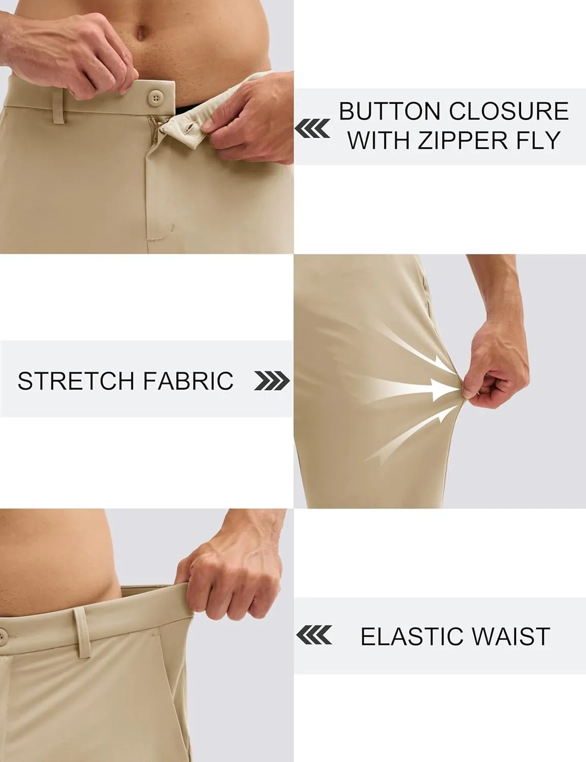 MAGCOMSEN Men's Golf Pants Classic Fit - 30"/32"/34" Stretch Water Resistant Quick Dry Flat Front Dress Pants with 5 Pockets