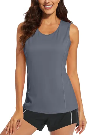 MAGCOMSEN Women's Sleeveless Workout Shirts UPF 80  Dry Fit Running Wicking Tank Tops Athletic Gym Summer