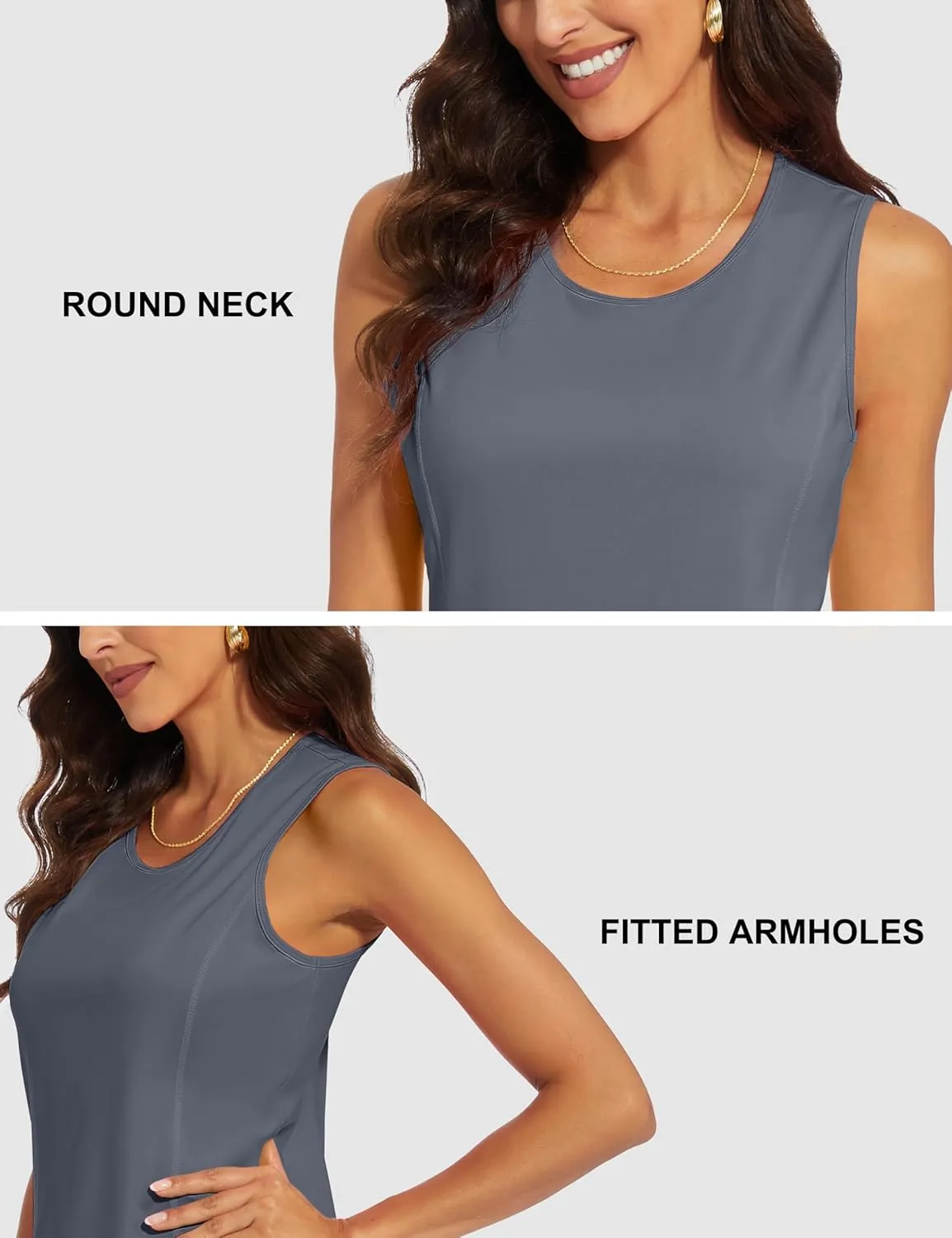 MAGCOMSEN Women's Sleeveless Workout Shirts UPF 80  Dry Fit Running Wicking Tank Tops Athletic Gym Summer