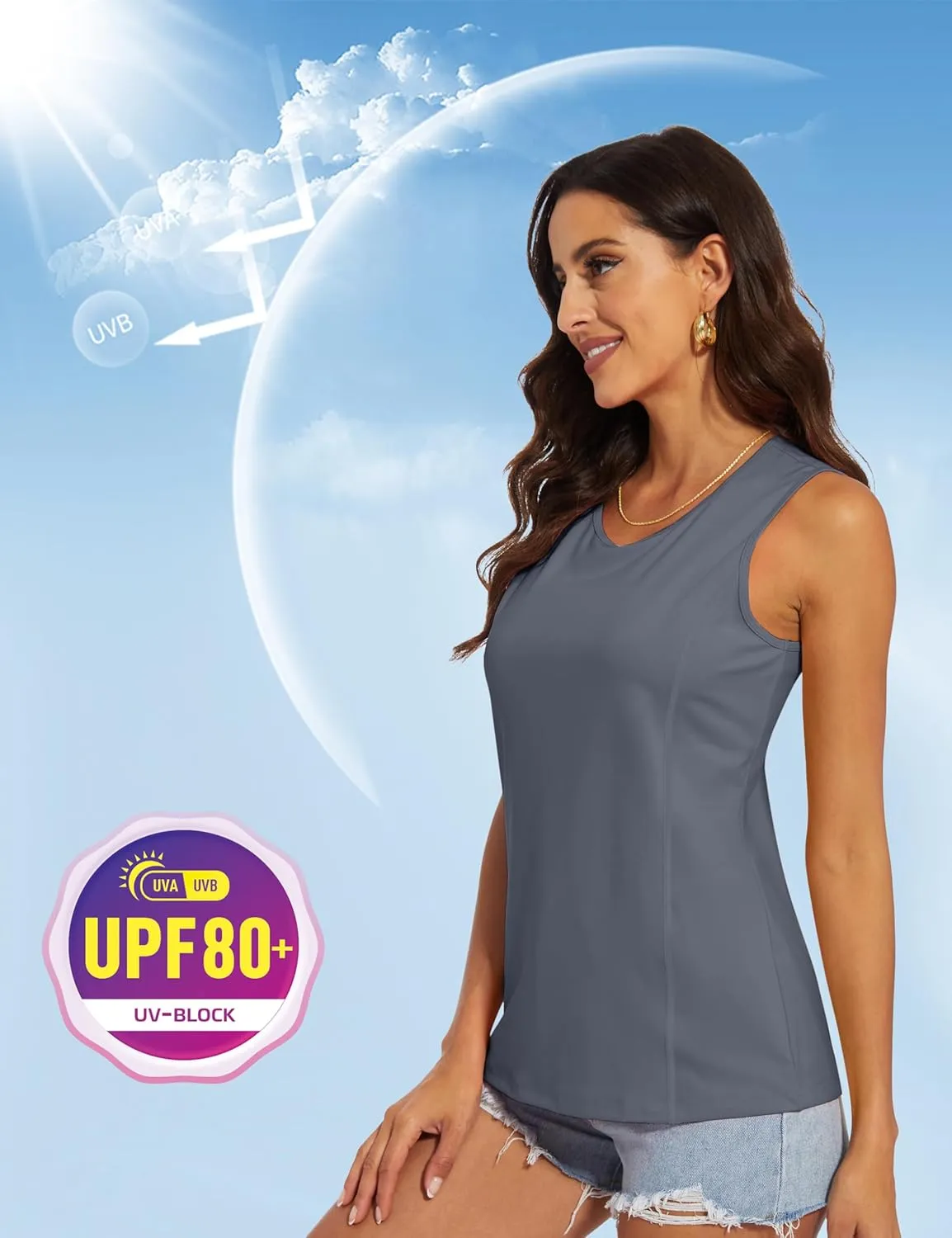 MAGCOMSEN Women's Sleeveless Workout Shirts UPF 80  Dry Fit Running Wicking Tank Tops Athletic Gym Summer