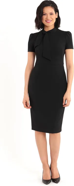Maggy London Women's Solid Crepe Classic Novelty Short Sleeve Sheath