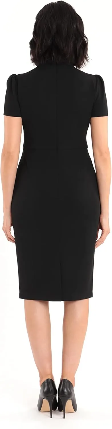 Maggy London Women's Solid Crepe Classic Novelty Short Sleeve Sheath