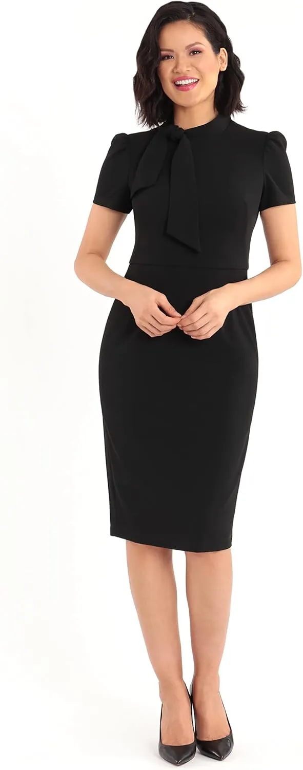 Maggy London Women's Solid Crepe Classic Novelty Short Sleeve Sheath