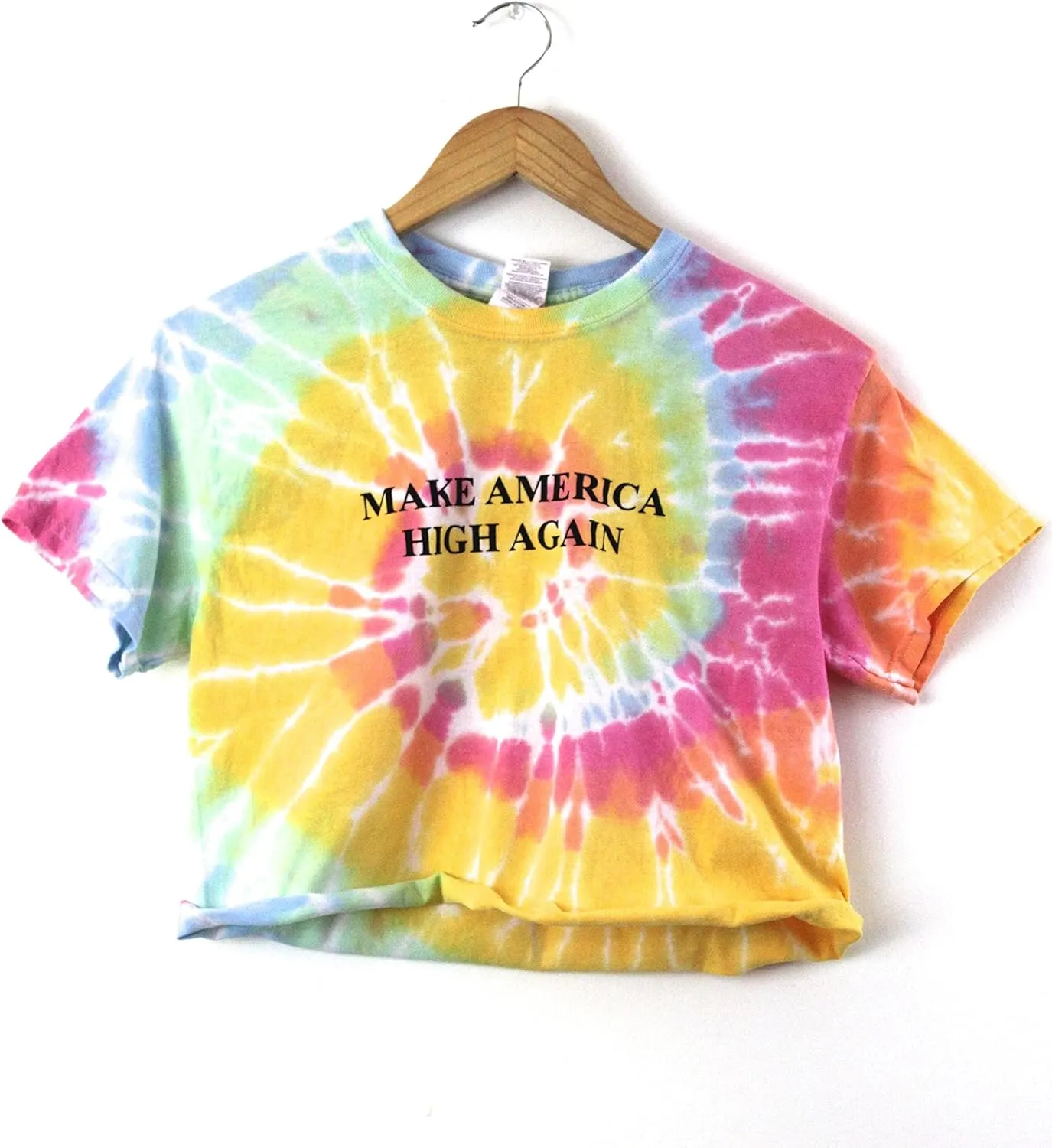 Make America High Again Graphic Tie-Dye Short Sleeve Unisex Cropped Tee