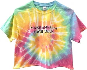 Make America High Again Graphic Tie-Dye Short Sleeve Unisex Cropped Tee
