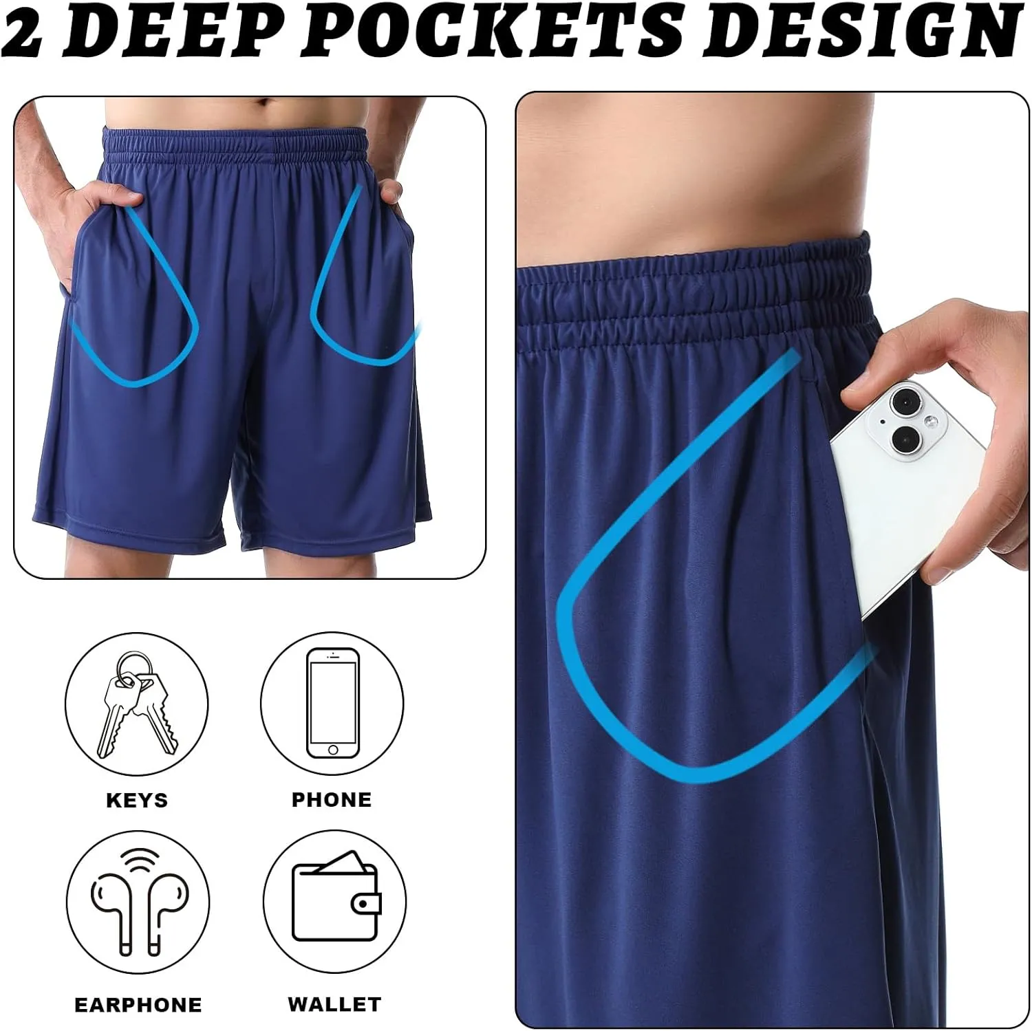 Mans Athletic Gym Shorts - Quick Dry Lightweight Training Shorts