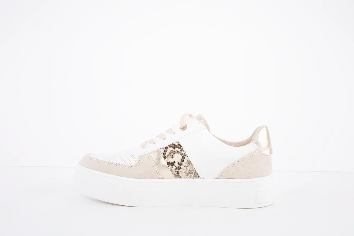 MARCO TOZZI - 23703-154 LACED FASHION SHOE - WHITE/PEACH
