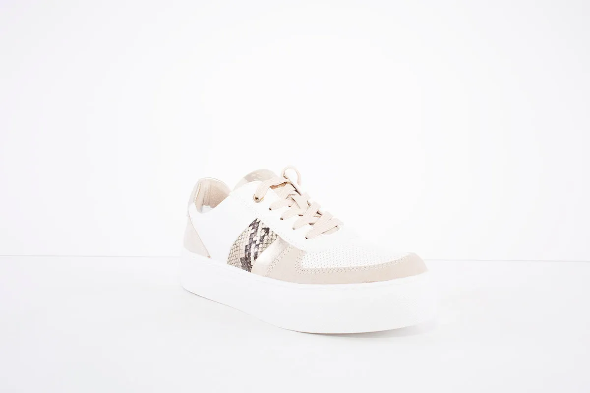 MARCO TOZZI - 23703-154 LACED FASHION SHOE - WHITE/PEACH