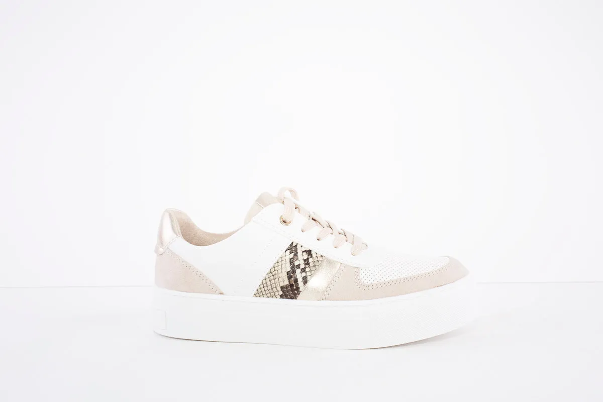 MARCO TOZZI - 23703-154 LACED FASHION SHOE - WHITE/PEACH